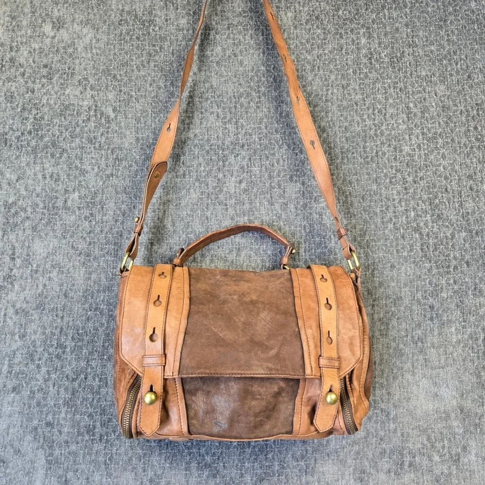 Olivia Harris Satchel Leather Women Medium Brown Crossbody Messenger Bag